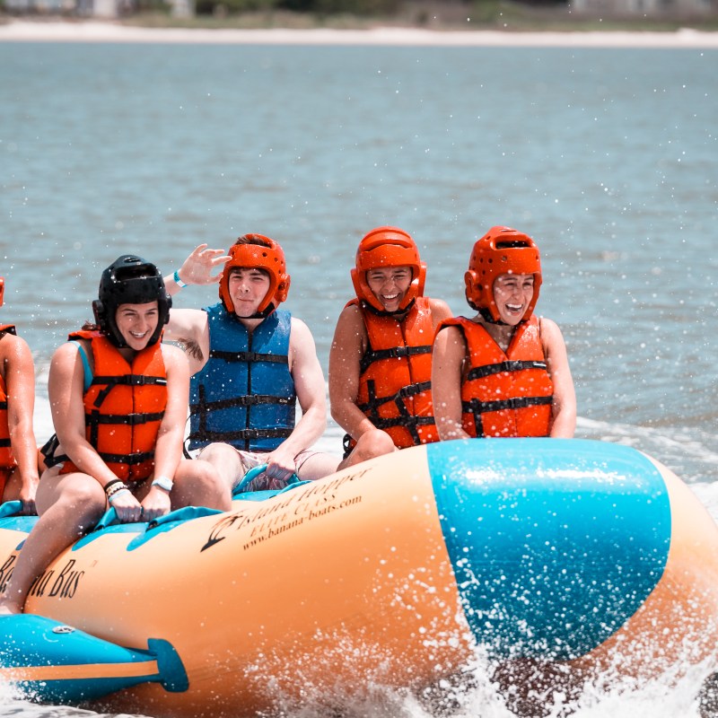Banana boat ride on the rehoboth bay in dewey beach at dewey beach watersports